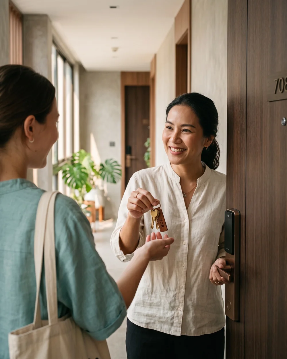 Maison Siam concierge welcoming a guest to a Bangkok condo