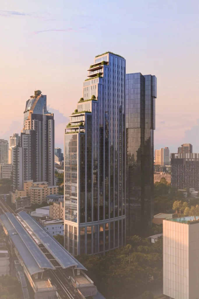3D render of Scope Thonglor, an ultra-luxury condominium in Thonglor, Bangkok, offering high-end interiors and exclusive facilities.